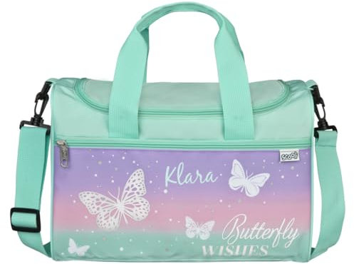 Kleine Sporttasche Schmetterling Kinder - Personalisiert mit Name - Reisetasche Kindertasche Mädchen Butterfly