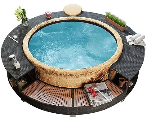 Rantry Hot Tub Surround Black Poly Rattan Pool & Spa Accessories