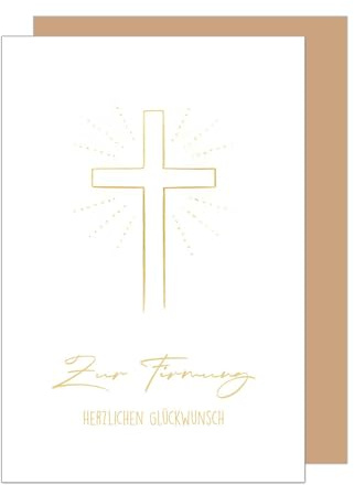 Edition Seidel Premium Glückwunschkarte zur Firmung mit Umschlag. Firmungskarte mit Spruch Karte Grußkarte Junge Mädchen Jugendliche Kreuz Kirche gold (FI145 SW024)