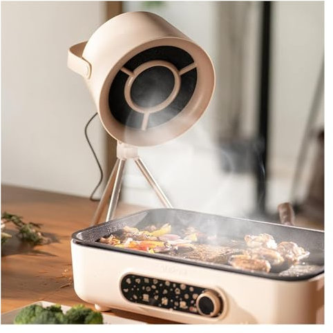 YYGJYGOO Desktop Cooker Hood, Mini Portable Extractor Hood with Strong Suction, Cooker Hoods, Small Tabletop Range Hood, For Indoor Dinner Party(Color:White)