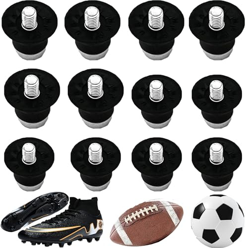 MZSX 12 Stück Ersatz-Stollen für Fußballschuhe-Fußballschuhe, Fußball Stollen Ersatz Rugby Boot Stollen, Replacement Spikes Stable Non-Slip Lawn Football Boot Spikes, erhältlich in Schwarz 13/16MM