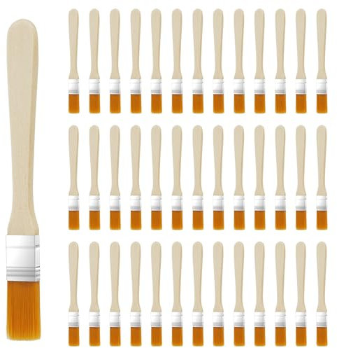 Ainiv Lot de 40 Pinceaux Peinture, Petit Pinceau en Nylon, Outils de Peinture à Pinceau Plat, Pinceaux Plats avec Manche en Bois pour Acrylique, Aquarelle, Nettoyage du Clavier, Murs, Retouches