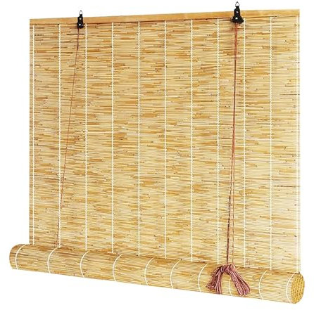 Bambus Rollo Jalousine Natür Bambusrollo 90 100 120 140 160 cm Breit Anti-UV Balkon Rollo Schilf Vorhang Wetterfest Aussen Bambus Rollo Sonnenschutz Sichtschutz Bambus Raffrollo Für Fenster Tür