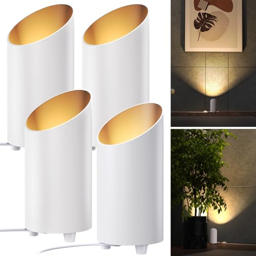 Sunco 4 Pack Uplights Indoor Floor Can Light, LED Uplighting Indoor Spotlight with Foot Switch, 7W 450 LM, 3000K Warm White, 120V, Non-Dimmable, Plug In Uplights for Plants, Corner, Home Accent, White