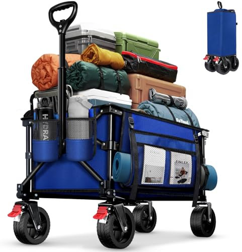 BELEEV Carrello Spiaggia Con Freno, Carrello da giardino pieghevole adatto a tutti i terreni, Ruote girevoli a 360°Grande capacità 130L 100KG, Carro Plegable Spesa Giardino Campeggio Shopping Sport