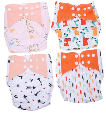 4 Stück Atmungsaktive Babywindeln Wiederverwendbare Unisex Windeln Verstellbare Stoffwindel mit Elastischem Rückenbund für Windeln Lernen Langlebig und Komfortabel