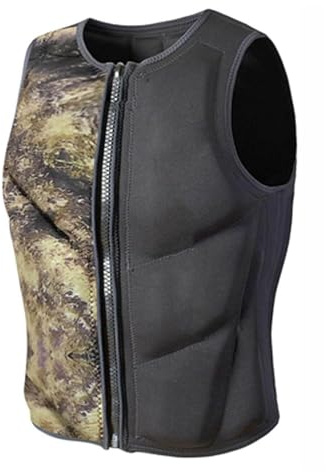 Verstellbare Unisex-Rettungsweste, Schwimmweste mit Auftriebshilfe, Neopren-Sicherheitsjacke, for Kajakfahren und Paddleboarding(Camouflage,XXL)
