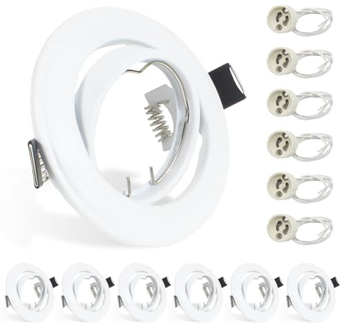 Wondlumi 6er Set LED Einbaustrahler GU10 Rahmen 68-85mm Weiß Matt | Einbaurahmen GU10 Schwenkbar 360° LED Spots 230V Rund Wohnzimmer Schlafzimmer Küche Flur Deckenspots mit GU10 Fassung