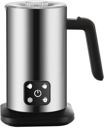 Panana Milk Frother Coffee Maker, 4 in 1 Automatic Frothing and Milk Steamer, Hot & Cold Milk Warmer, 350ml, Temperature Control Auto Shut-Off, for Coffee, Latte, Cappuccino, Chocolate (Silver)