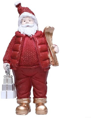 Fauhapyway Adorno de Papá Noel, figura de resina, decoración de temporada coleccionable, pintada a mano, tradicional (C)
