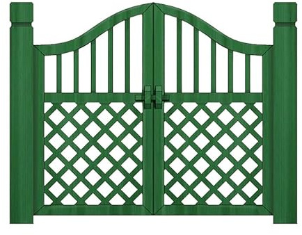 Cancello da giardino in legno a doppia porta, recinzione carbonizzata con parte superiore curva con chiavistello, divisorio esterno solido per cortile, patio, prato (160 x 80 cm) - Soluzione durevole