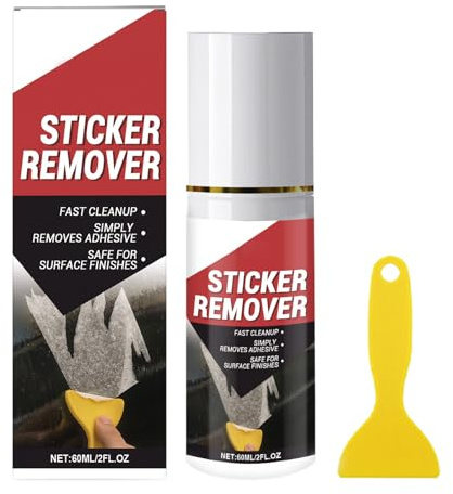 Aufkleberentferner Spray, Hochleistungs Schnell 60ml Mit Schaber, Lack Abziehbild Entferner Reinigungsspray, Für Klebeband Etiketten Abziehbilder Fenster Wartung Reinigung Pflege