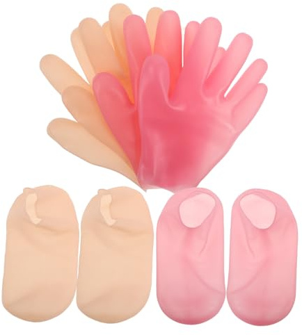 STOBAZA Feuchtigkeitsspendende Silikon fuß Handmaske Wiederverwendbare Spa socken für Trockene Hände und Füße Sanfte Peelingpflege Elastische Schutzsocken zur Hornhautprävention über