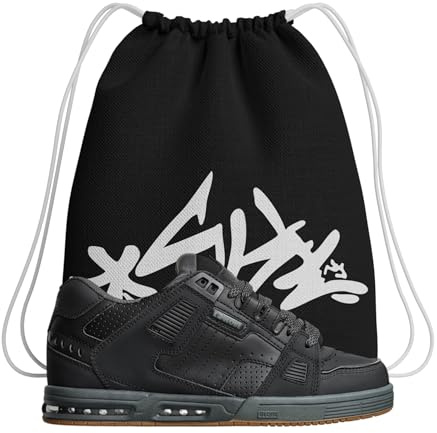 Chaussures de Skateboard - Globe Sabre Trainers Ombre Foncée/Fantôme de Gymnastique - Amortis et Résistants - Semelle robuste - Plus Sac, Noir , 44 EU