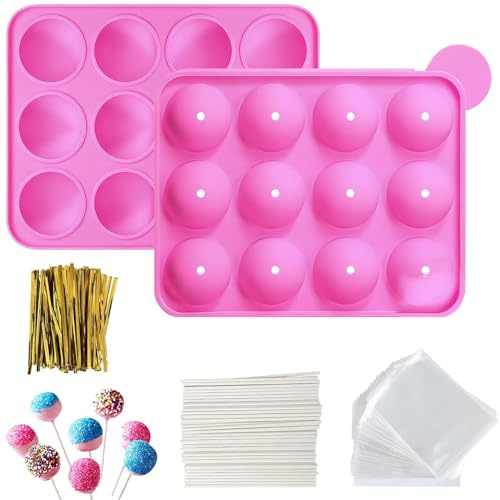 YXHZVON Silicone Cake Pop Maker Kit, 12 Cavities Cake Pop Mould