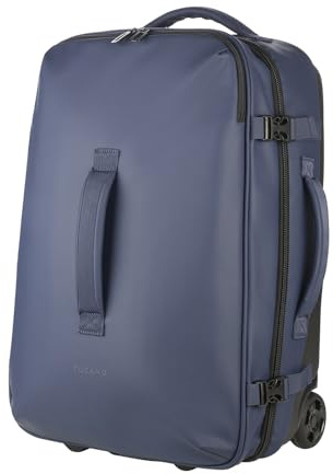 Tucano, Gommo Trolley Bagaglio a Mano 53x39x25 cm, Valigia Cabina con Porta PC per Laptop 15.6 e MacBook 16, Trolley in Materiale Gommato Water Resistant con Ruote e Maniglia Telescopica, Blu