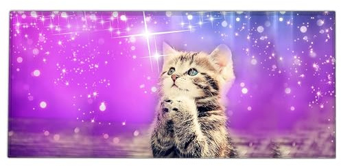Silent Monsters Mauspad XXL 900 x 400 mm großes Mousepad Katze - Vernähter Rand, rutschfest & leise, für Gaming Büro Office Homeoffice - Tastatur - 90 x 40 cm groß Mouse Pad Mat - alle Maus Arten
