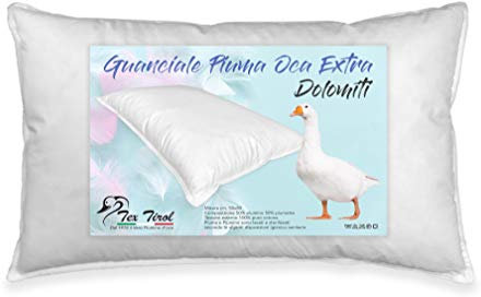 GUANCIALE Cuscino | Cuscini Letto Matrimoniale | Piuma Piumino Oca DOLOMITI Tex Tirol © | Made in Italy | 50x80 cm