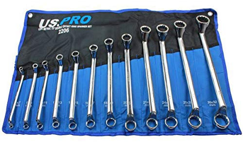 US PRO Tools 12PC Metric Double Offset Ring Spanner Set 6-32mm 2206
