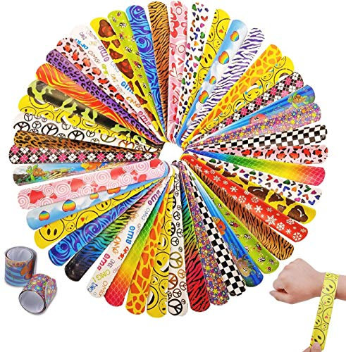 JZK 60 x Pulseras de Juguete bofetada para niños y niñas Juguetes pequeños para cumpleaños Detalle Fiesta Rellenos para Bolsas de Fiesta