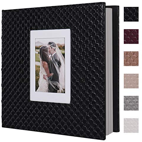 RECUTMS Scrapbook Photo Album 60 Pages Handmade DIY 4x6 5x7 8x10 Photos of Any Size, Button Grain Leather Cover of Wedding Self Adhesive Photo Album Baby Picture Book Family Scrapbook Picture Album