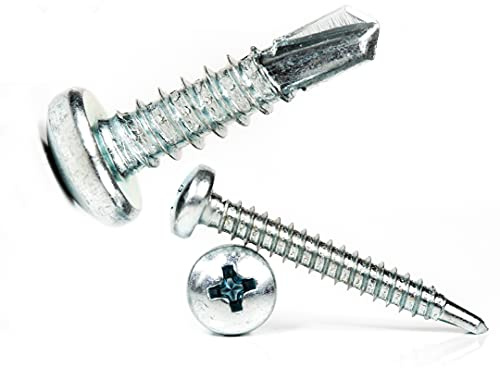 4.2mm x 16mm Self Drilling Pan Head Screws Steel Self Tapping Screws for Metal Sheets Roofing Windows (Pack of 50) - F12D 4.2x16_50
