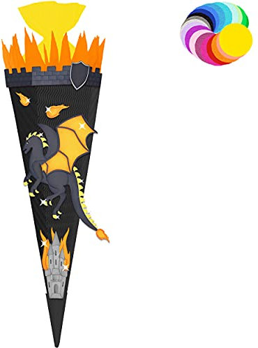 alles-meine.de GmbH Bastelset - Schultüte Farbe & Größe wählbar 70/85 / 100 cm - Drache - Farbe frei wählbar - Bastelschultüte - Zuckertüte zum selber Basteln Bemalen Bekle..