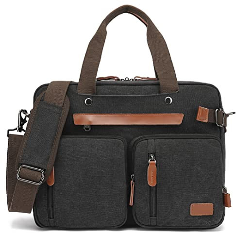 CoolBELL umwandelbar Laptoptasche 17 Zoll Rucksack Aktentasche Messenger Bag Umhängetasche Notebook Schultertasche für Männer / Frauen,Canvas Schwarz
