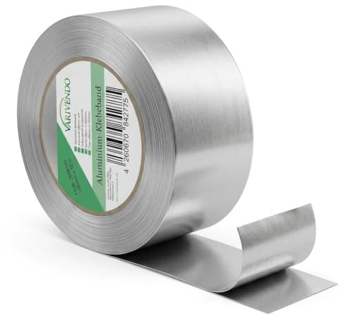 Westerwald-Shop Reinaluminium Klebeband 100 mm x 50 m selbstklebend | Reinaluminium, selbstklebend, Abdichtung, Reparatur, Hitzeschutz, Kälteisolierung, universell einsetzbar, hohe Klebkraft