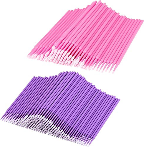 200 Pièces Micro Applicateurs Brosses, LauCentral Microbrosses Cils, Micro Applicateurs Brosses, Micro Brosse Maquillage pour Extension de Cils Sourcils Lèvres Bouche