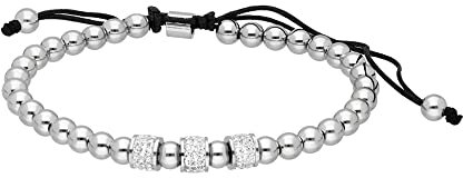 Treuheld® Perlen-Armband mit Kristallperlen | Edelstahl | silber