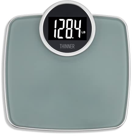 Thinner by Conair Scale for Body Weight, Digital Bathroom Scale in Silver