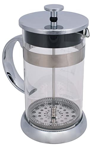 Elanze Designs Stainless Steel 1 Liter Glass French Press Coffee and Loose Leaf Tea Maker