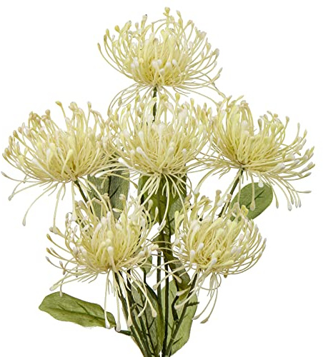 Kunstblumen Chrysanthemen Dekoration mit 6 Chrysanthemen Blütenköpfe 2er-Set Künstliche Spinnen Dekoration für Herbstdeko Heimdekoration, Hochzeit, Garten Party Dekoration Blumenarrangement, Weiß