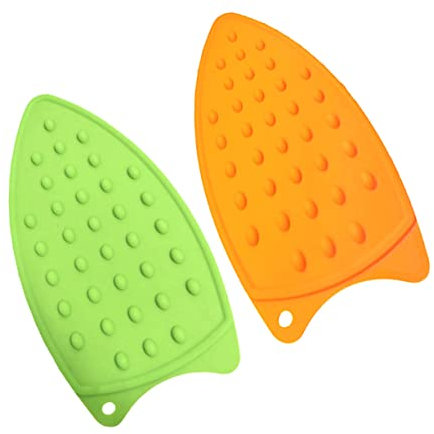 YARNOW 2stücke Bügeleisen-heißschutzablage Aus Silikon Rutschfeste Isolierunterlage Für Bügeleisen Mit Aufhängeloch Hitzebeständige Ablagefläche Für Tisch Und Esstisch Grün Und Orange