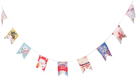 Amosfun BanderíN Colgante De Gato De La Suerte JaponéS Maneki Neko Para DecoracióN De Restaurantes, Bazar O Eventos, 14 X 21 Cm, Estilo Kawaii