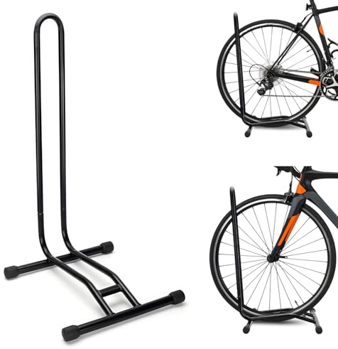 homelikesport Cykelställ stål cykel golvstativ upprätt cykel förvaring utrymmesbesparing lämplig för mountainbike, vägcykel, för cykel med hjuldiameter max 29 tum – 2-pack