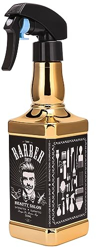 ZIBARBER Vaporisateur de coiffure pour coiffeur - Flacon pulvérisateur d'eau vide rechargeable - 500 ml (doré)