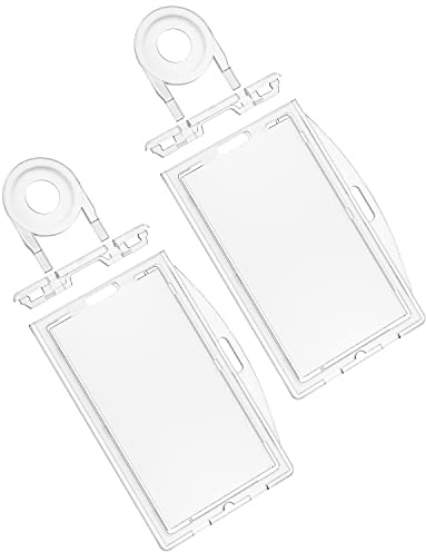 Uniclife Lås ID ID-kortsskydd vertikal och horisontell hårdplastfodral med nyckelstift-kortskyddspåse för kontor skola kreditkort proximity Key Cards körkort och pass, 2-pack