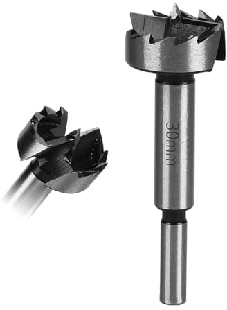 Forstnerbohrer 30mm für Hart- & Weichholz, Forstner Bits, Länge 90mm, 8mm Schaftdurchmesser, Bohraufsätze mit Rundschaft, Forstner Bohrer, Zubehör Bohrmaschine