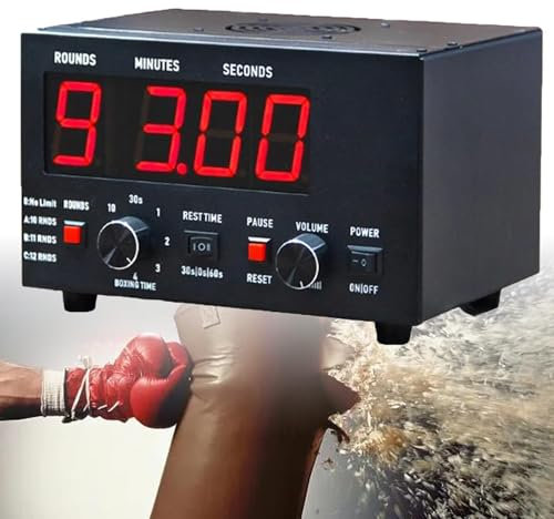 Minuterie D'intervalle De Boxe Classique, Minuterie De Gymnastique Professionnelle Avec Affichage LED, 1 à 12 Tours De Défi Et Buzzer Réglable, Entraînement 30S-10min Et Temps De Repos 0/30/60S,Red