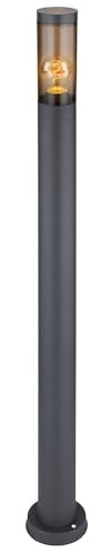 Wegeleuchte Pollerleuchte außen Gartenlampen anthrazit IP44, Standleuchte Terrasse Balkon, Edelstahl rauchfarben, 1x E27 Fassung, DxH 12,7x110cm