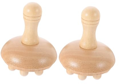 2 Stück Kopfhautmassagekamm aus Gummiholz, Runde Beige Handkämme | Portable Ausführung für Reise und Zuhause, Glatte Oberfläche, Sanft zur Kopfhaut, Kompakte Form