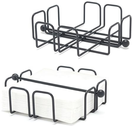simplywire - Dinnerservietten/Papierserviettenhalter - 2er-Pack - Schwarz | Beschwerungsstange – pulverbeschichteter Stahl