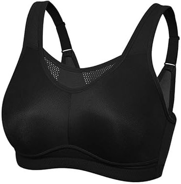 Wingslove Damen Starker Halt Sport BH ohne Bügel Nahtlose Vollschalen Ungepolstert Bustier Breiten Trägern Große Größen Bra für Fitness Joggen Training Lauf Yoga (Schwarz, 75D)