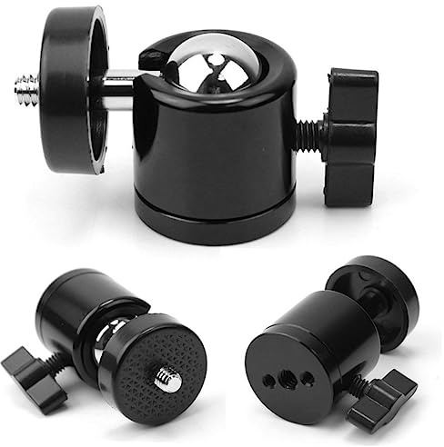 Kleiner Stativkopf mit 1/4-zoll Gewinde, 360°-Schwenk, Schwarz | Kugelkopf für Camcorder und Kamerastativ, Kunststoff und Metall, Max 2, 5kg, Sanfte Bewegung