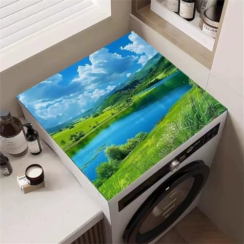 Highdi Paysage 3D Housse de Protection pour Machine à Laver Top,Coussin de Machine à Laver Antidérapant Housse de Machine à Laver pour Machine à Laver Ou Sèche-Linge (Ciel Bleu,50x50cm)