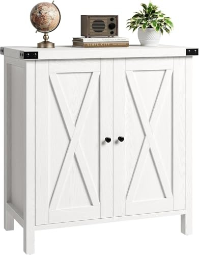 Garvee Küchenschrank, Sideboard mit Türen, Buffetschrank mit Arbeitsplatten, Küchenbuffet mit verstellbarem, Regal Landhausstil Aufbewahrungsschrank für Küche, Wohnzimmer, Esszimmer, Weiß 40x80x80 cm | Aufbewahrungsschrank, Küchen Buffetschrank mit verstellbarem Regal Landhausstil für Küche, Esszimmer Weiß 40x80x80 cm