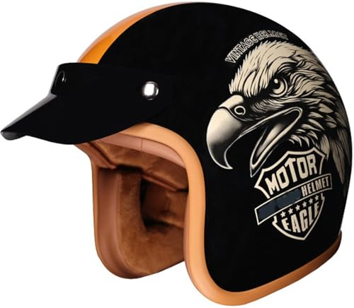 Open Face Low Profile Helmet, Motorcycle Helmet with Sun Visor, Open Face Jet Motorbike Helmets for Adult - Motorbike Rider Road Legal DOT/ECE Approved