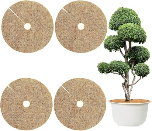 TAIVIN 4 Stück Kokosmatte Winterschutz,Durchmesser 30 cm,Kokos Mulchscheibe,Winterschutzmatte,Geeignet für Frost- und Feuchtigkeitsschutz von Topfpflanzen (0015)
